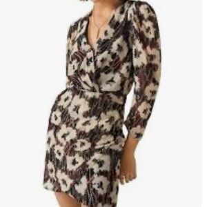 ba&sh Kivy metallic Floral Print Mini Dress  size XS EUC